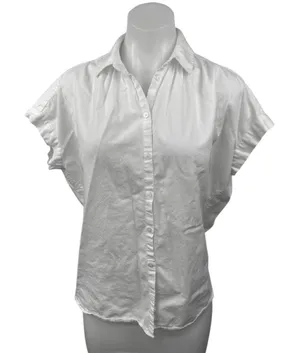 Madewell Women's White Button Up Short Sleeve Collar Shirt Blouse Top Size S thumbnail 1