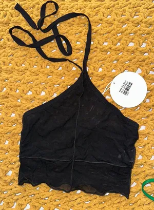 Princess Polly Black Crop Tank thumbnail 1