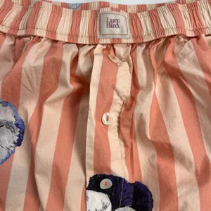 LyreBird Pansy Striped Wide Leg Floral High Waist Cotton Pants Pink Cream Size M thumbnail 7