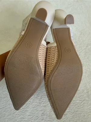 Target NWT A New Day Milan Raffia Slingback Heels Beige Cream Size 6.5 thumbnail 4