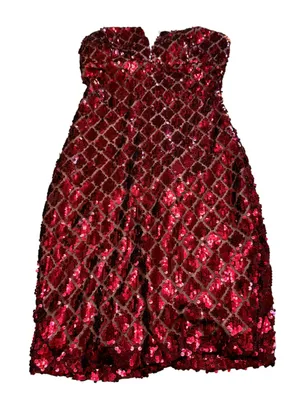 Emerald Sundae Red Sequin Strapless Bodycon Mini Dress XS Cocktail Party Holiday thumbnail 7