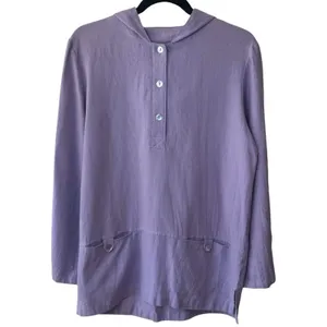 Vintage Two Potato 100% Linen Purple Hooded Pullover Coastal Resort Travel‎ M thumbnail 2