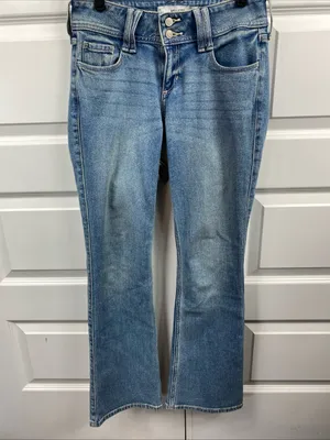 Hollister Low Rise Bootcut Jeans Light Denim Womens Flap Pocket Y2K Style 26 2R thumbnail 5