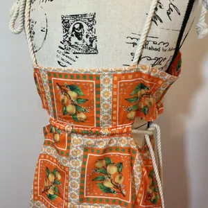 Unbranded Maxi Dress Orange Lemon Print Rope Straps Cut Out Back Small thumbnail 5