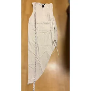 PLT NWT Small Sand Neutral Plunge Asymmetrical Midi Dress Summer Chic Vacation thumbnail 9