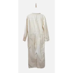 NWT Mango Buttons Denim Jumpsuit Cream White L thumbnail 3