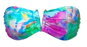 2‎ Chillies Bandeau Bikini Top Size 4 Multicolor Tie Dye Strapless Festival thumbnail 1