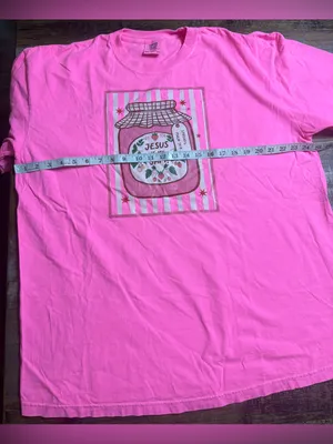Comfort Colors Hot Pink Graphic Tee with Jesus is my Jam Jar Design thumbnail 5