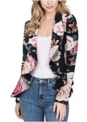 DOUBLJU Lightweight Thin‎ 3/4 Sleeve Open Front Blazer Business Casual - Size 1X thumbnail 1
