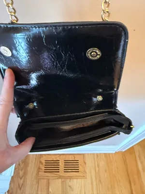Black Mini Crossbody Bag with Gold Chain thumbnail 3