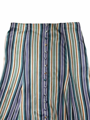 Maeve Anthropologie Freya Satin Multi Striped Midi Skirt Womens 4 thumbnail 3
