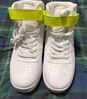 White and green Fila high top sneakers #Fila #HighTops thumbnail 1