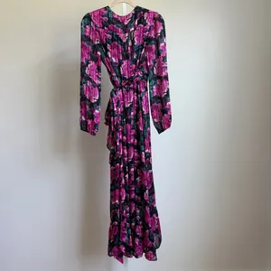 WAYF‎ sz S pink floral wrap upscale maxi dress thumbnail 6