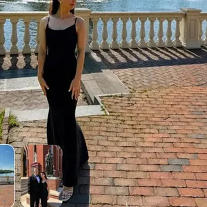 Dress The Population Black Gown MEDIUM Maxi Cowl Mermaid Formal Designer $200 thumbnail 4