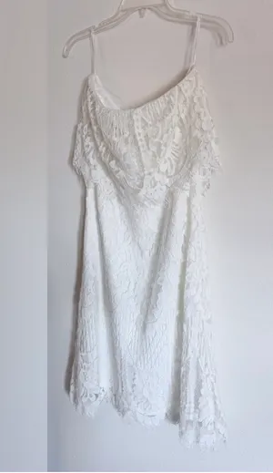 Lulus white Lace Strapless Midi Dress Women's size M thumbnail 7