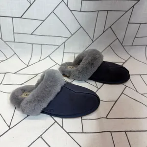 UGG Scuffette II Slippers Size 9 Navy Blue Grey Sheepskin Suede Mules 1106872 thumbnail 2