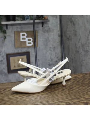 NWT Nine West Women’s Rhonda3 Kitten Heel Slingback Pumps Ivory Off White 6.5M thumbnail 13