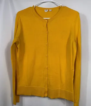 Gap Mustard Yellow Button Front Cardigan Size L thumbnail 1