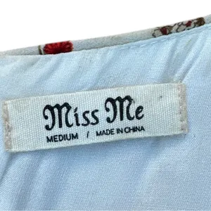 Miss Me Floral Lace-Up Back Skater Mini Dress Blue V-Neck Size M thumbnail 3