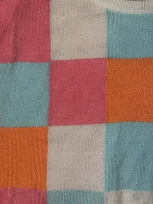 Newbury Kustom Pastel Checker Knit Vest - Pink, Light Blue, Orange, Cream thumbnail 3