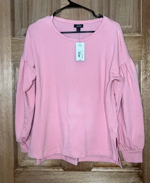 a.n.a women’s Light Pink Bubble Sleeve Crewneck Sweatshirt size S thumbnail 1