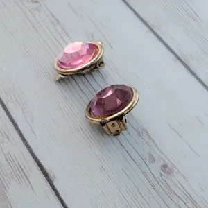 Vintage Clip On Earrings Pink & Gold Tone - Condition Issues thumbnail 4