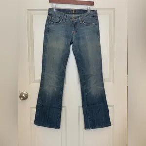 7 For All Mankind Blue Low-Rise Boot-Cut Jeans. Size-26. Boho Revival thumbnail 3