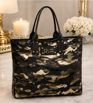NEW Sol and Selene It Girl Reversible Metallic Camo Tote NWOT thumbnail 1