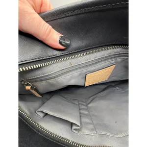 Coach Purse Black‎ Peyton Saffiano Leather Zip Top Tote Shoulder Bag Logo Charm thumbnail 12