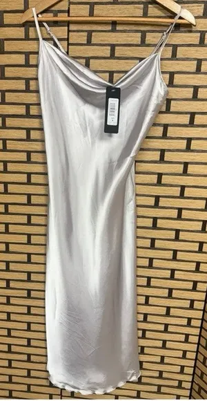 Bebe Silver Midi Slip Dress Size Small‎ thumbnail 1