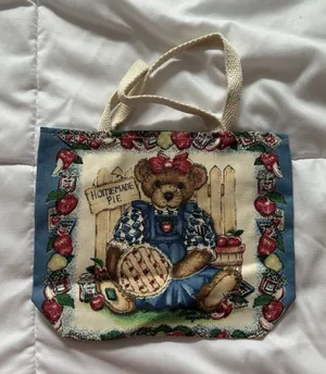 Cottagecore Bear Apple Cookie Bag‎ Mini Purse Recipe Pie Country Western thumbnail 1