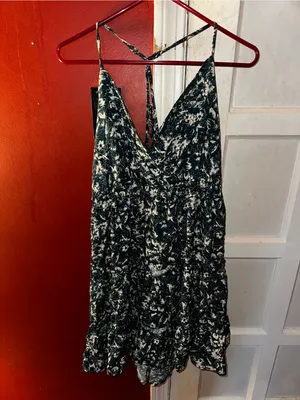 Maurices Teal Floral Tiered Mini Dress V-Neck Strappy Sundress Size Medium thumbnail 3