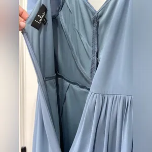 Lulus Lost In The Romance Chiffon Gown Slate Blue Small Prom Bridesmaid Formal thumbnail 10