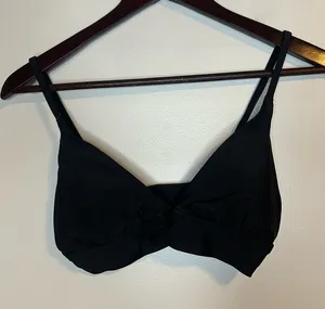 Aerie Triangle Swim Bikini Top V-Neck Black NWT Medium Removable Pads Neutral thumbnail 1