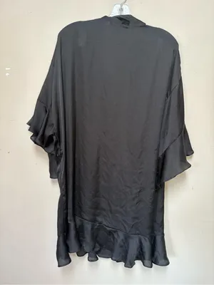 Victoria’s Secret Black Satin Kimono Robe Ruffle Sleeve Tie Front M L thumbnail 2