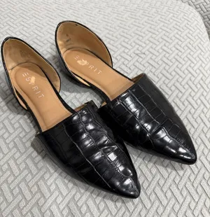 Esprit Black Croc-Embossed Pointed Toe Piper Flats Size 9 M thumbnail 1