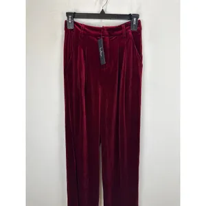 Lulus Posh Idea Plum Velvet High-Rise Straight Leg Trouser Pants Small NWT thumbnail 6
