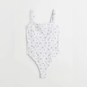 H&M Jersey Thong Bodysuit size Medium Print is lavender small flowers thumbnail 2