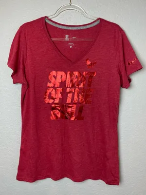 NFL Women's Red V-Neck Tee with Shiny Red Foil Logo Size XL thumbnail 1