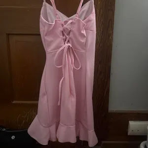 Lucy in the Sky pink ruffle mini dress, soft, stretchy fabric, only worn once for hoco thumbnail 3