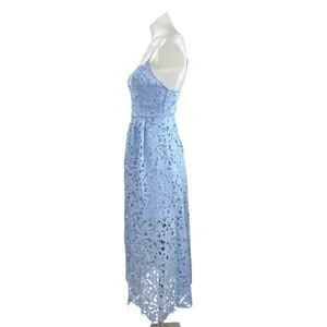 ASTR The Label Illusion Women's Blue Lace Midi Cami Tank Flare A-Line Dress Sz S thumbnail 2