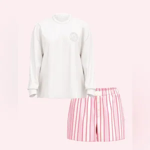 VICTORIA'S SECRET Flannel Long-Sleeve Short‎ Tee-Jama Set thumbnail 3