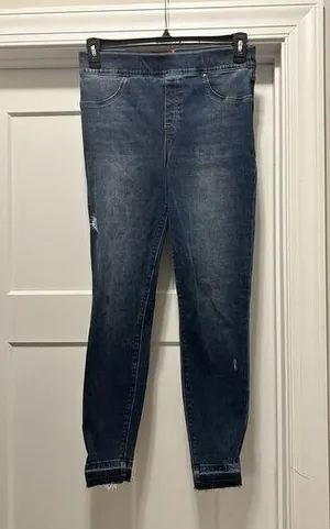 SPANX Size Large Dark Wash Skinny Pull-on Jeans Denim Shapewear Tummy Control thumbnail 1