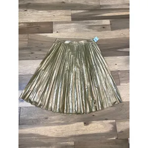 Ann Taylor Metallic Pleated Midi Skirt Size 16 Gold thumbnail 2