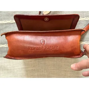 Vintage Brown Woven Leather Etienne Aigner Boho Purse Handbag thumbnail 9
