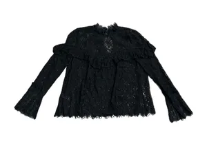 x Revolve Mariella Lace Ruffle Blouse in Black thumbnail 2