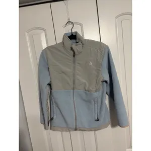 The North Face Denali Fleece Jacket Light Blue Grey Full Zip Girls Large L 14/16 thumbnail 2