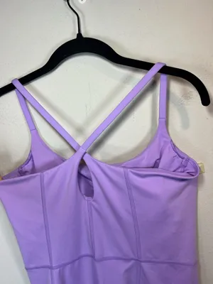 All In Motion Athletic Romper Body Suit Lilac Purple Shelf Bra Bike Shorts Large thumbnail 7