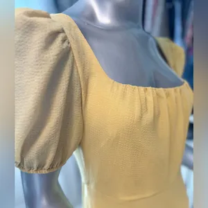 Anthro ASTR the Label Yellow Wendy Puff Sleeve Mini Dress M thumbnail 4