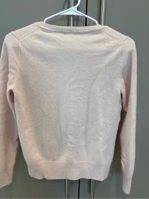 Quince 100% Cashmere V-Neck Sweater Blush Pink Quiet Luxury - size M Flawed thumbnail 6